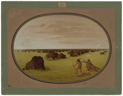 Catlin i Indianin atakujący bawół autorstwa George Catlin