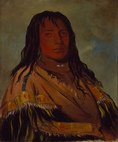 Chá-tee-wah-née-che, Bez Serca, wódz bandy Wah-ne-watch-to-nee-nah. autorstwa George Catlin