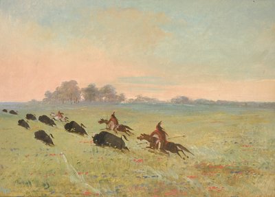 Indianie Komancze ścigający bizony autorstwa George Catlin