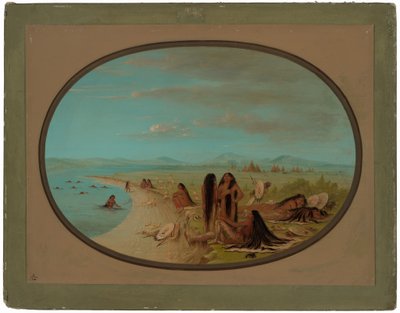 Kąpiący się wojownicy kruków autorstwa George Catlin
