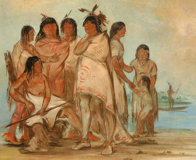 Du-cór-re-a, wódz plemienia i jego rodzina autorstwa George Catlin