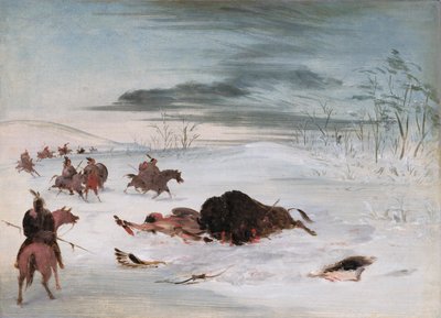 Umierający bawół w zaspie śnieżnej autorstwa George Catlin