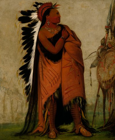 Eé-hee-a-duck-cee-a, ten, który wcześniej wiąże włosy, 1832. autorstwa George Catlin