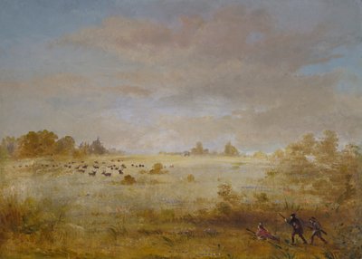 Ełk pasący się na jesiennej prerii, 1846-1848. autorstwa George Catlin