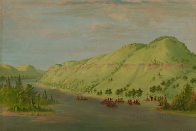 Ojciec Hennepin opuszcza Missisipi, aby dołączyć do La Salle. 8 maja 1680, 18471848. autorstwa George Catlin