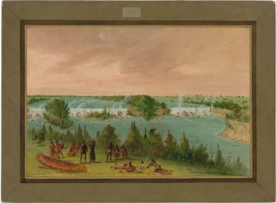 Ojciec Hennepin i Towarzysze przy wodospadach św. Antoniego. 1 maja 1680 r autorstwa George Catlin