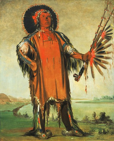 Ha-na-tá-nu-maúk, wódz wilków, wódz plemienia, 1832. autorstwa George Catlin
