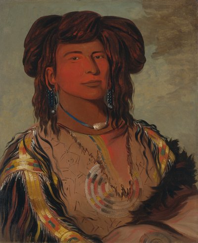 Ha-wón-je-tah, Jeden Róg, wódz plemienia Miniconjou, 1832. autorstwa George Catlin