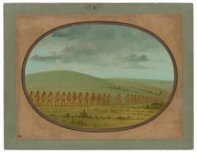 Indian File - Iowa autorstwa George Catlin