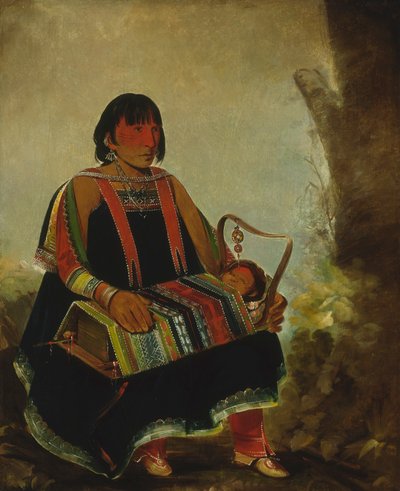 Jú-ah-kís-gaw, kobieta z dzieckiem w kołysce autorstwa George Catlin