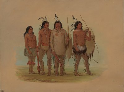 Wódz Kiowa, jego żona i dwaj wojownicy, 18611869. autorstwa George Catlin