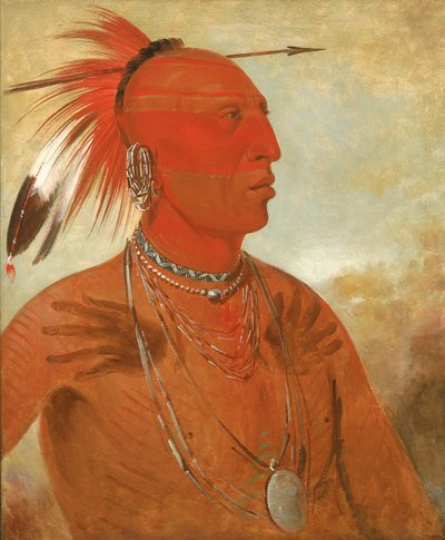 La-wáh-he-coots-la-sháw-no, Dzielny Wódz, Skidi (Wilk) Pawnee autorstwa George Catlin
