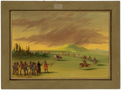La Salle spotyka oddział wojenny Indian Cenis na prerii w Teksasie. 25 kwietnia 1686 autorstwa George Catlin