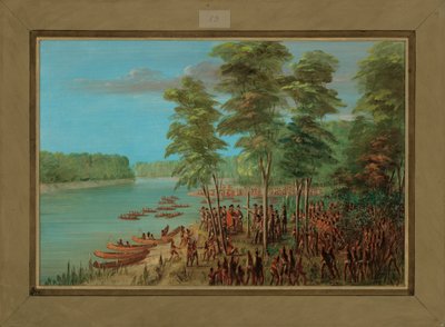 La Salle przejmowanie ziemi przy ujściu Arkansas, 10 marca 1682, 1847-48 autorstwa George Catlin