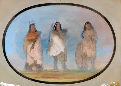 Mały Niedźwiedź, Stromy Wiatr, Pies; Trzej wybitni wojownicy plemienia Siuksów autorstwa George Catlin