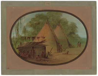 Wykonywanie grotów strzał z krzemienia - Apaczowie autorstwa George Catlin