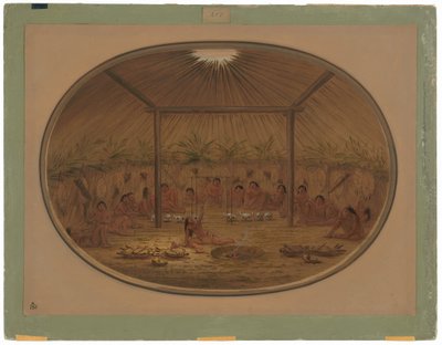 Ceremonia Mandana – Woda tonie autorstwa George Catlin