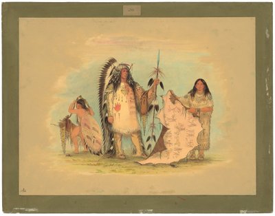 Mandan War Chief ze swoją ulubioną żoną autorstwa George Catlin