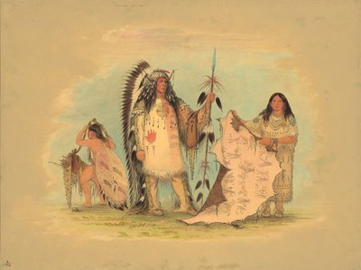 Mandan War Chief ze swoją ulubioną żoną, 18611869. autorstwa George Catlin