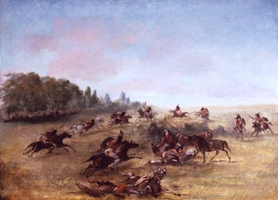 Konna grupa bojowa przeszukująca gęstwinę autorstwa George Catlin