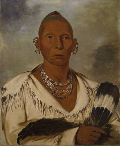 Múk-a-tah-mish-o-káh-kaik, Black Hawk, wybitny wódz Saców autorstwa George Catlin
