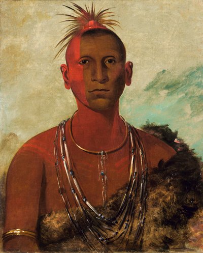 Náh-se-ús-kuk, Wirujący Grzmot, najstarszy syn Black Hawka autorstwa George Catlin