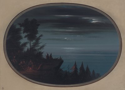Wioska Nayas nocą, 18551869. autorstwa George Catlin