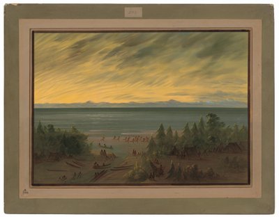 Wioska Nayas o zachodzie słońca autorstwa George Catlin