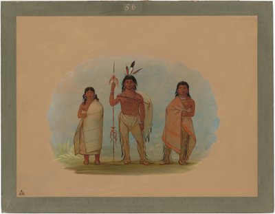 Wódz Ottawy, jego żona i wojownik autorstwa George Catlin