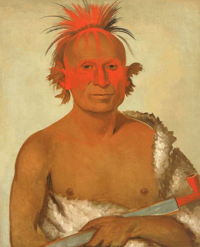 Pash-ee-pa-hó, Mały Dźgający Wódz, Młodszy, jeden z wodzów Czarnego Jastrzębia autorstwa George Catlin