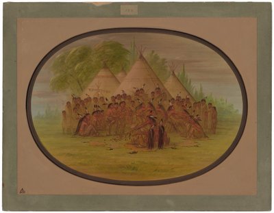 Taniec na rurze - Assinneboine autorstwa George Catlin