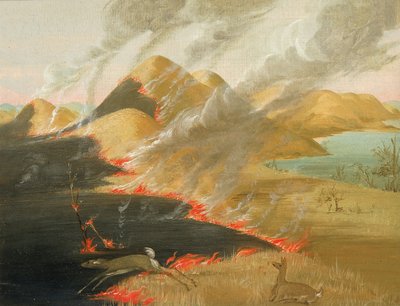 Prairie Bluffs Burning autorstwa George Catlin
