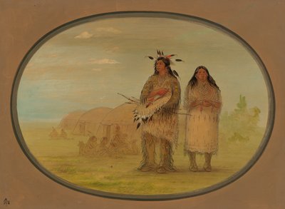 Wódz Riccarree i jego żona, 18611869. autorstwa George Catlin