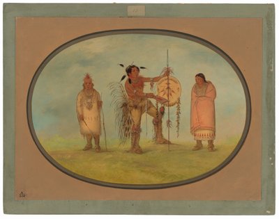 Saukie Warrior, jego żona i chłopiec autorstwa George Catlin