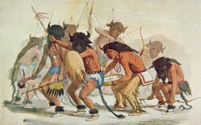 Sioux Buffalo Dance (kolor lito) autorstwa George Catlin