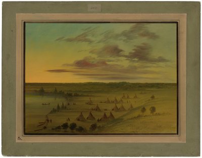 Wioska Siuksów - Jezioro Łabędzie autorstwa George Catlin