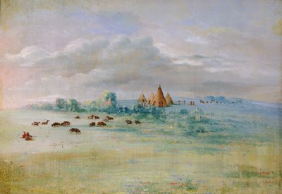 Wioska Siuksów, jezioro Calhoun, niedaleko Fort Snelling autorstwa George Catlin