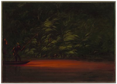 Połów włócznią przy świetle pochodni na Amazonce autorstwa George Catlin