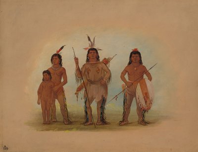 Wódz Spokane, dwóch wojowników i chłopiec, 18551869. autorstwa George Catlin
