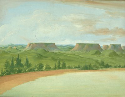 Square Hills, 1200 mil nad St. Louis autorstwa George Catlin