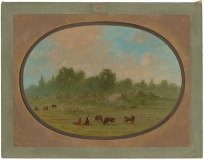 Wioska Tawahquena autorstwa George Catlin