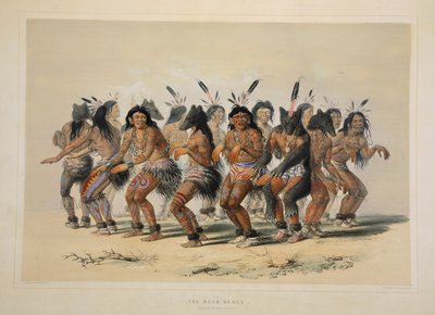 Taniec Niedźwiedzia, wyd. 1845 kolorowa litografia. autorstwa George Catlin