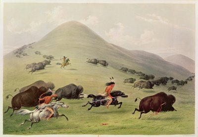 Polowanie na bizony, ok. 1832 autorstwa George Catlin