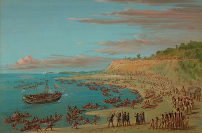 Gryf wchodzący do portu w Mackinaw. 27 sierpnia 1679, 18471848. autorstwa George Catlin