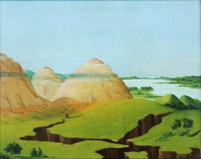 The Three Domes, Clay Bluffs 15 mil nad wioską Mandan autorstwa George Catlin