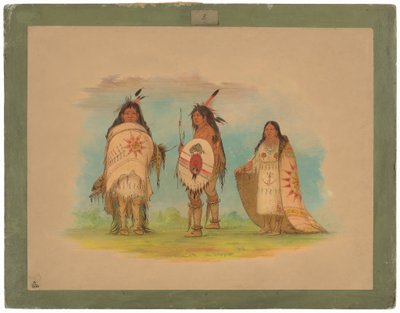 Trzej Indianie Riccarree autorstwa George Catlin
