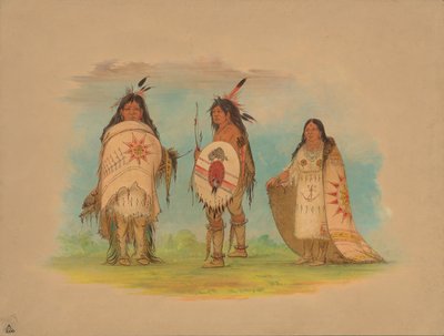 Trzej Indianie Riccarree, 1861. autorstwa George Catlin