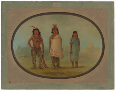 Dwaj wojownicy Chippewyan i kobieta autorstwa George Catlin