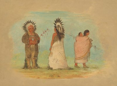 Dwaj wodzowie Ottoe i kobieta, 18611869. autorstwa George Catlin