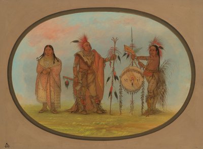Dwaj wodzowie Saukie i kobieta, 18611869. autorstwa George Catlin